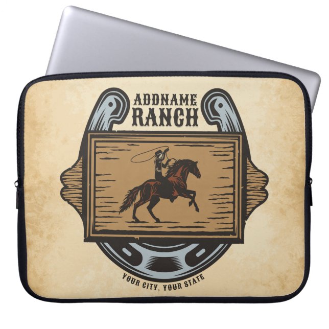 Capa Para Notebook Roping Cowboy ADD NAME Western Family Horse Rankin (Frente)