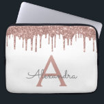 Capa Para Notebook Rosa Cor-de-rosa-branca, Dourada, com brilho monog<br><div class="desc">Branco e rosa - Faux Dourado a Rosa,  a gotejar o Minúsculo Brilhante Moderno e Elegante e o Minúsculo Elegante. Esse caso pode ser personalizado para incluir seu nome inicial e próprio.</div>