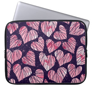 Capa Para Notebook Rosa coração: padrão uniforme de aquarela.