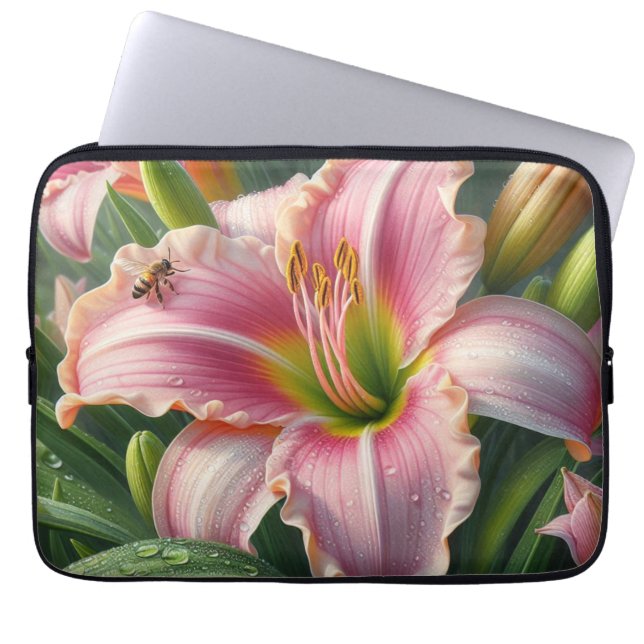 Capa Para Notebook Rosa Daylily Floral (Frente)