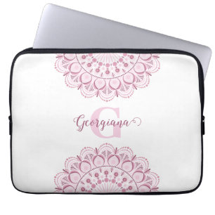 Capa Para Notebook Rosa de Confetti Personalizado Dot de Lace Mandala