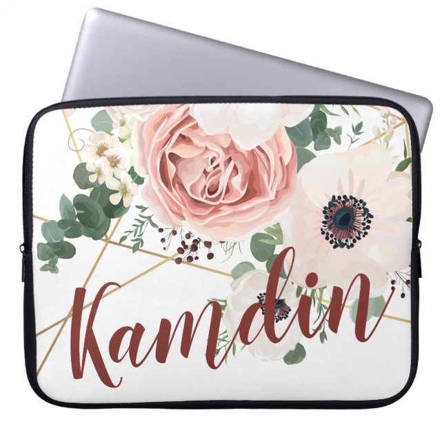 Capa Para Notebook Rosa de Jardim Geométrico de Laptop Personalizado (Frente)