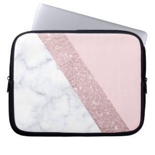 Capa Para Notebook rosa de mármore branco do brilho cor-de-rosa