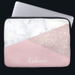 Capa Para Notebook Rosa de mármore branco do brilho cor-de-rosa<br><div class="desc">Brilho cor-de-rosa do ouro do falso geométrico à moda e elegante,  mármore branco e bloco cor-de-rosa da cor.</div>