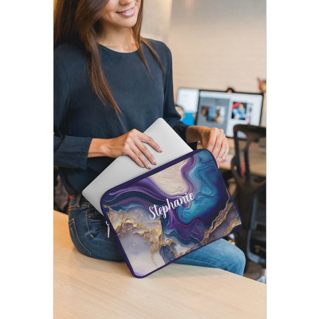 Capa Para Notebook Rosa de mármore roxo personalizado (Criador carregado)