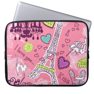 Capa Para Notebook Rosa de Paris France do amor da torre Eiffel