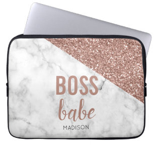 Capa Para Notebook Rosa do Monograma - Largura Dourada   Marble Boss 