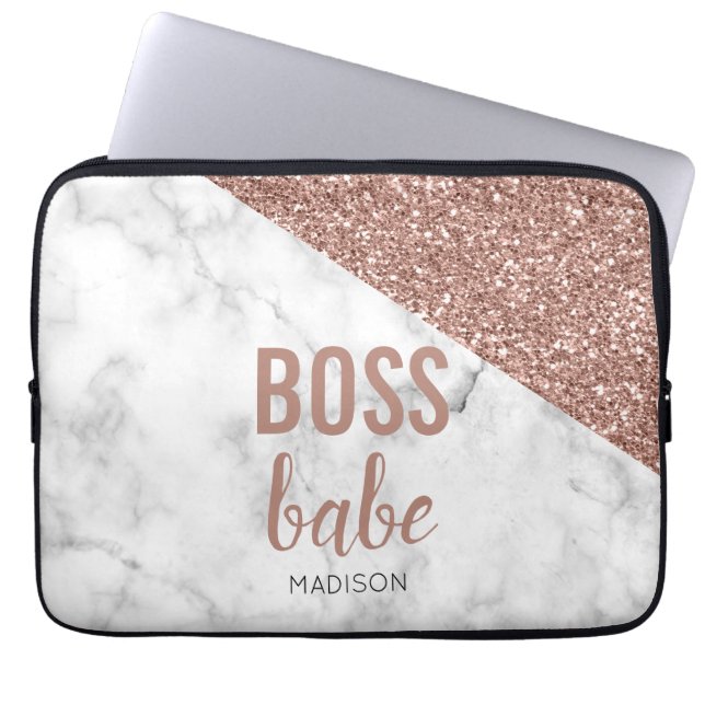 Capa Para Notebook Rosa do Monograma - Largura Dourada | Marble Boss  (Frente)