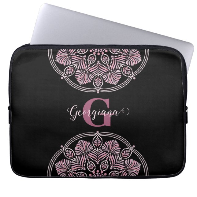 Capa Para Notebook Rosa Dot Mandala Monogramas (Frente)