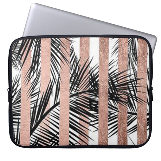 Capa Para Notebook Rosa Douradas e Folhas Tropicais (Frente)