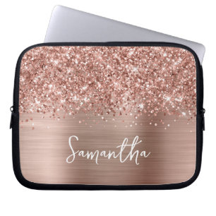 Capa Para Notebook Rosa Dourado Glam Moderno Nome Manuscrito Brilhant