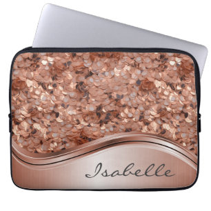 Capa Para Notebook Rosa Dourado Lantejoulas Olhar 3D Personalizado