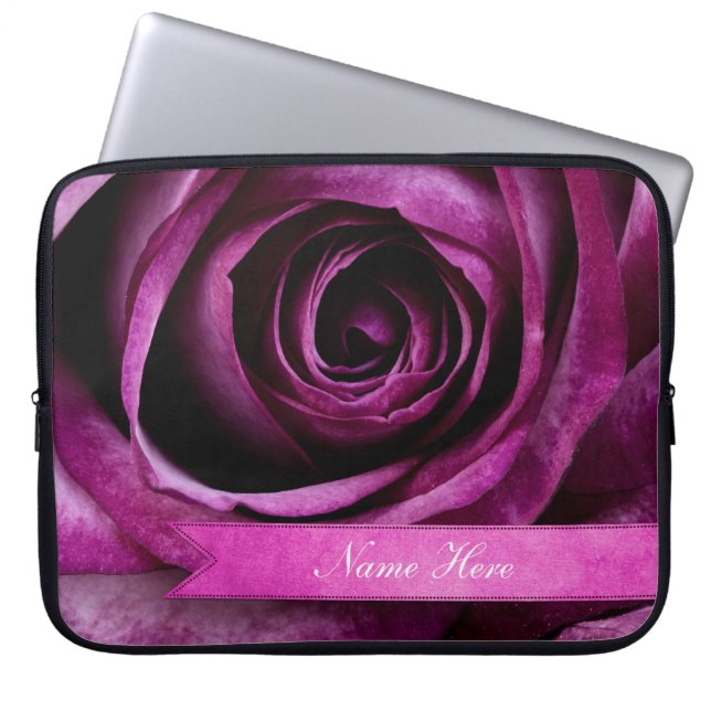 Capa Para Notebook Rosa dramático elegante bonito do roxo com fita (Frente)