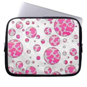 Capa Para Notebook Rosa e branco da vaca das bolinhas