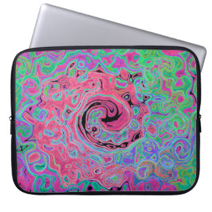 Capa Para Notebook Rosa e Verde Lima Groovy Abstrato Redemoinho Retro