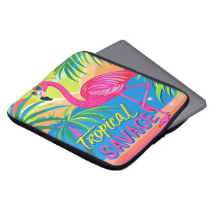 Capa Para Notebook Rosa flamingo Tropical de pé numa perna