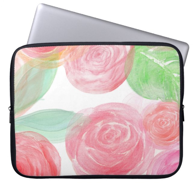 Capa Para Notebook Rosa Flores Laptop Neoprene Zazzle_Growth. (Frente)