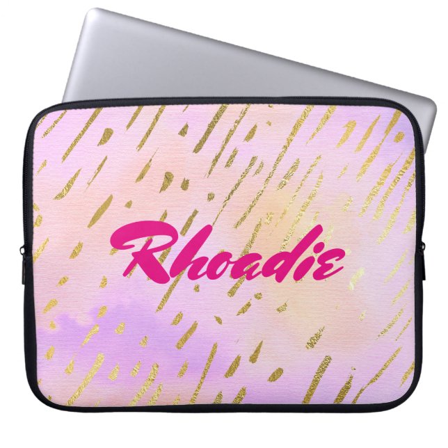 Capa Para Notebook Rosa glamouroso e Dourado (Frente)