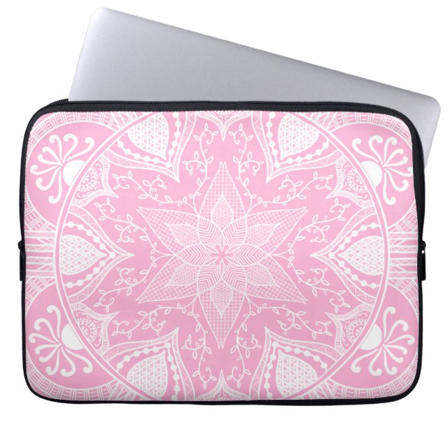 Capa Para Notebook Rosa Mandala (Frente)