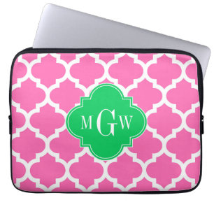 Capa Para Notebook Rosa Quente Com O Marroquino #5 Emerald 3 Monogram