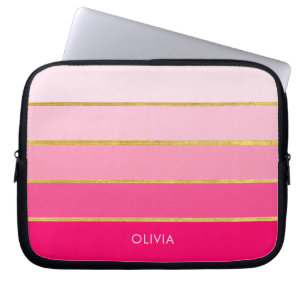 Capa Para Notebook Rosa quente e moderno Dourado