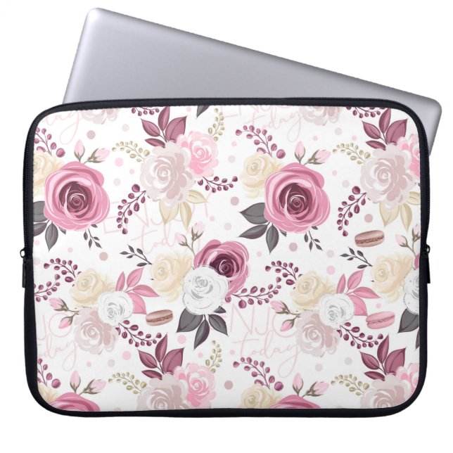 Capa Para Notebook Rosa rosa e creme elegantes (Frente)