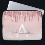 Capa Para Notebook Rosa Rosa Rosa Rosa Rosa Dourada, Brilhante e Mono<br><div class="desc">Cor-de-rosa-pincelada - Rosa Dourada,  brilho de popa fina e Laptop de monograma elegante e cintilante. Este caso monograma pode ser personalizado para incluir seu nome inicial e próprio.</div>