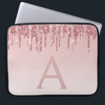 Capa Para Notebook Rosa Rosa Rosa Rosa Rosa Rosa Dourada Glitter Gota<br><div class="desc">Cor-de-rosa-pincelado - Dissipador de Nódulos Dourado (Drips) brilhante e Laptop Elegante de Minograma de Computador. Este caso monograma pode ser personalizado para incluir seu nome inicial e próprio.</div>