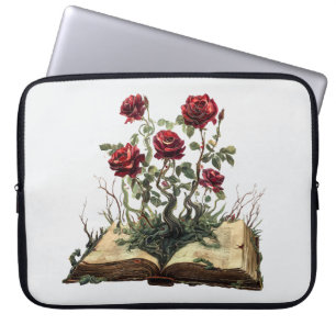 Capa Para Notebook Rosa vermelha & Abrir Livro