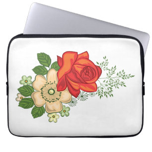 Capa Para Notebook Rosa Vermelha e Margaridas