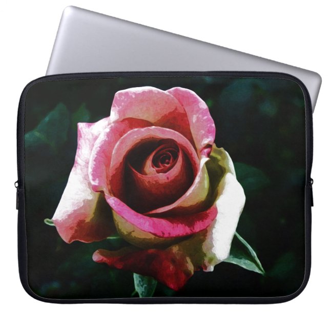 Capa Para Notebook Rosa vermelha pintada a óleo (Frente)