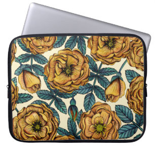 Capa Para Notebook Rosas Amarelas-ouros - Floral Inspirada Vintage