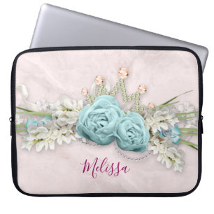 Capa Para Notebook Rosas azuis e Buquê floral