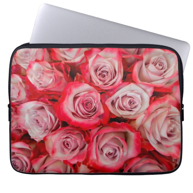 Capa Para Notebook Rosas bonitas em buquê rosa e vermelho (Frente)