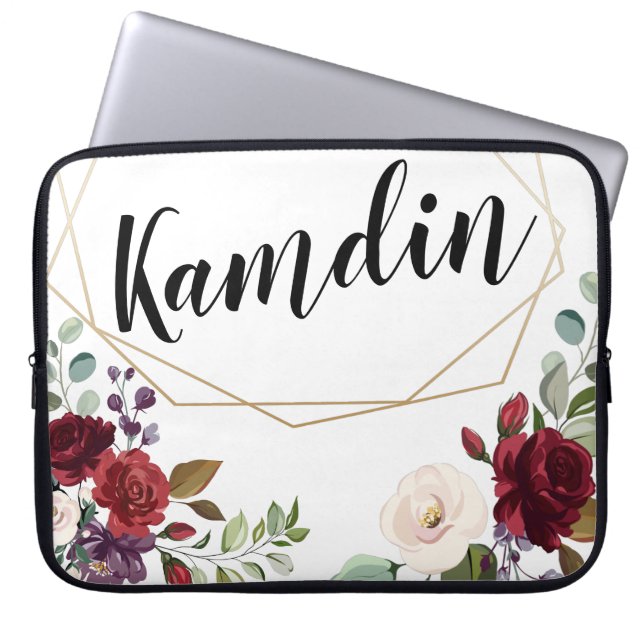 Capa Para Notebook Rosas brancas de Laptop personalizadas - Ge Dourad (Frente)