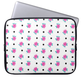 Capa Para Notebook Rosas cor-de-rosa e Bolsa de laptop de Bolinhas pr