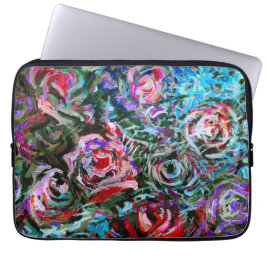 Capa Para Notebook rosas de abstrato em vermelho e turquesa