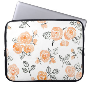 Capa Para Notebook Rosas de Aquarela: Fundo Branco de Tinta