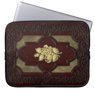 Capa Para Notebook Rosas de marfim no couro de Mahogany