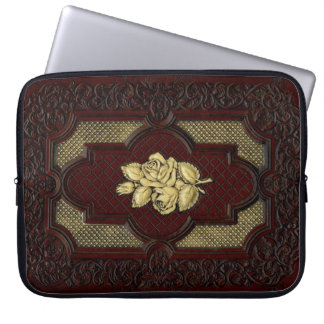 Capa Para Notebook Rosas de marfim no couro de Mahogany