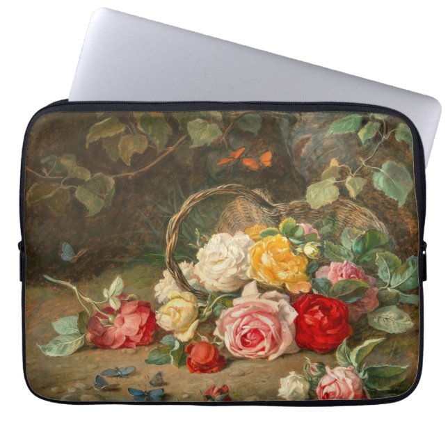Capa Para Notebook Rosas em uma cesta - Josef Neugebauer (Frente)