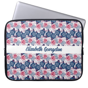 Capa Para Notebook Rosas patrióticas estrelas - vermelho branco azul