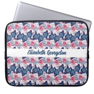Capa Para Notebook Rosas patrióticas estrelas - vermelho branco azul