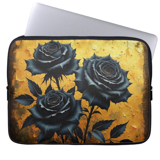Capa Para Notebook Rosas Pretas (Frente)