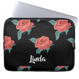 Capa Para Notebook Rosas rosa a preto