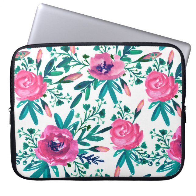Capa Para Notebook Rosas Rosa Bonitas Com Buds E Folhas Verdes (Frente)