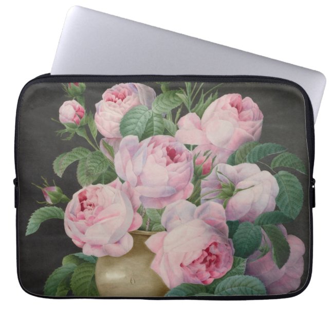 Capa Para Notebook Rosas rosa em um vaso - Pierre Joseph Redouté (Frente)