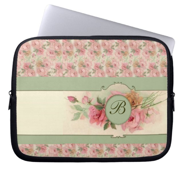 Capa Para Notebook Rosas Rosa Iniciais Bolsa de laptop de 10" (Frente)