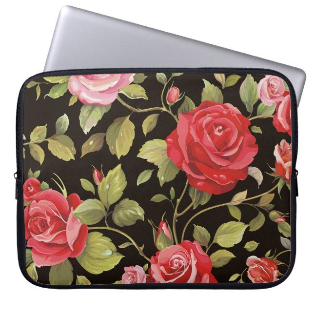 Capa Para Notebook Rosas rosa: padrão floral elegante. (Frente)