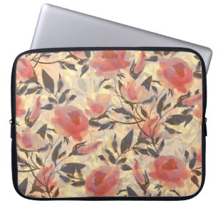 Capa Para Notebook rosas selvagens primavera: padrão de aquarelas.